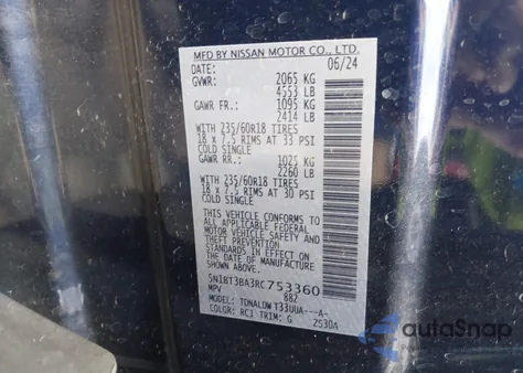 2024 Nissan Rogue Sv from USA, damaged, VIN 5N1BT3BA3RC753360